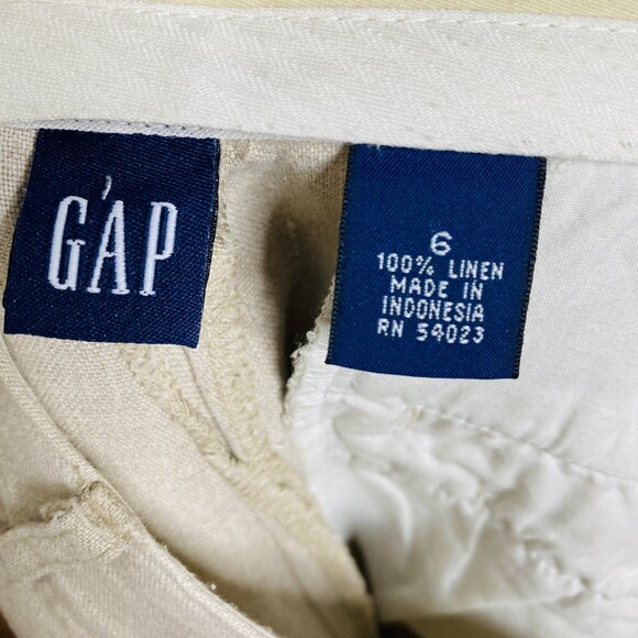 Gap Linen Khaki Wide Cropped Capri Pants Lightweight Breathable Sz 6 - Picture 6 of 6